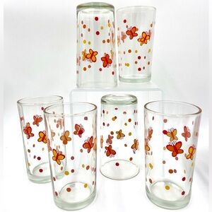 set of 6 vintage butterfly tumblers